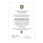 Goldenes M Zertifikat für Möbelqualität